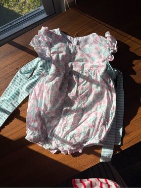 Girls Floral Pink & Mint Matching Set - Brand Unspecified